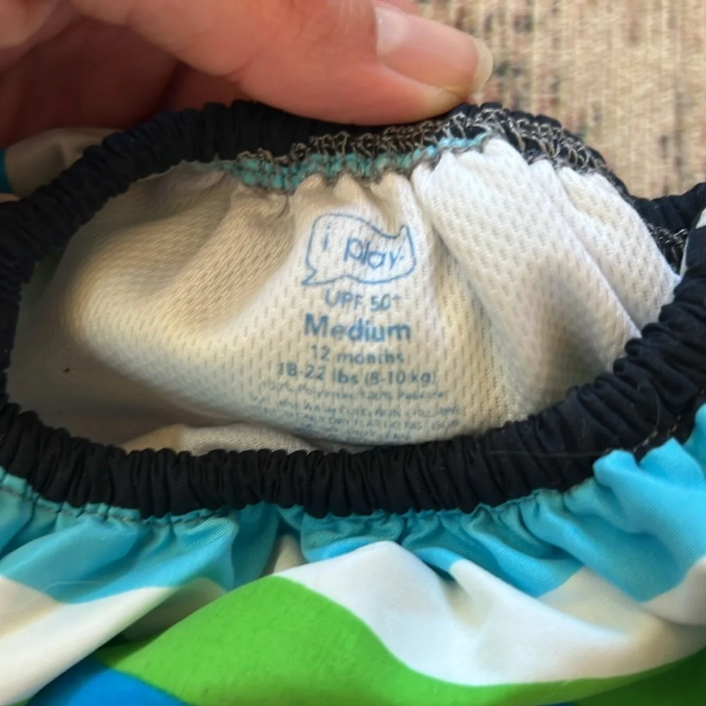 i play. Blue and Green Diaper Cover with Wave Pattern - Picture 3 of 3